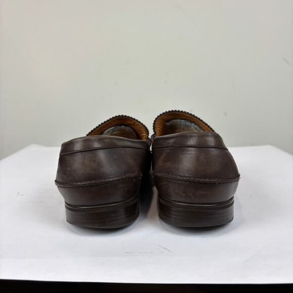 Gucci Brown Leather Web Slip On Loafers Men's 9 - Picture 4 of 15